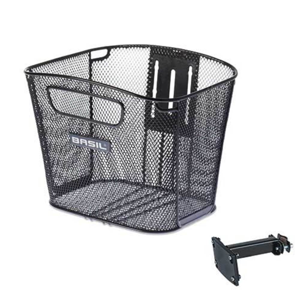 Mand Basil Bold - Voorop Vast met Bevestiging Zwart Mand Basil Bold - Voorop Vast met Bevestiging Zwart